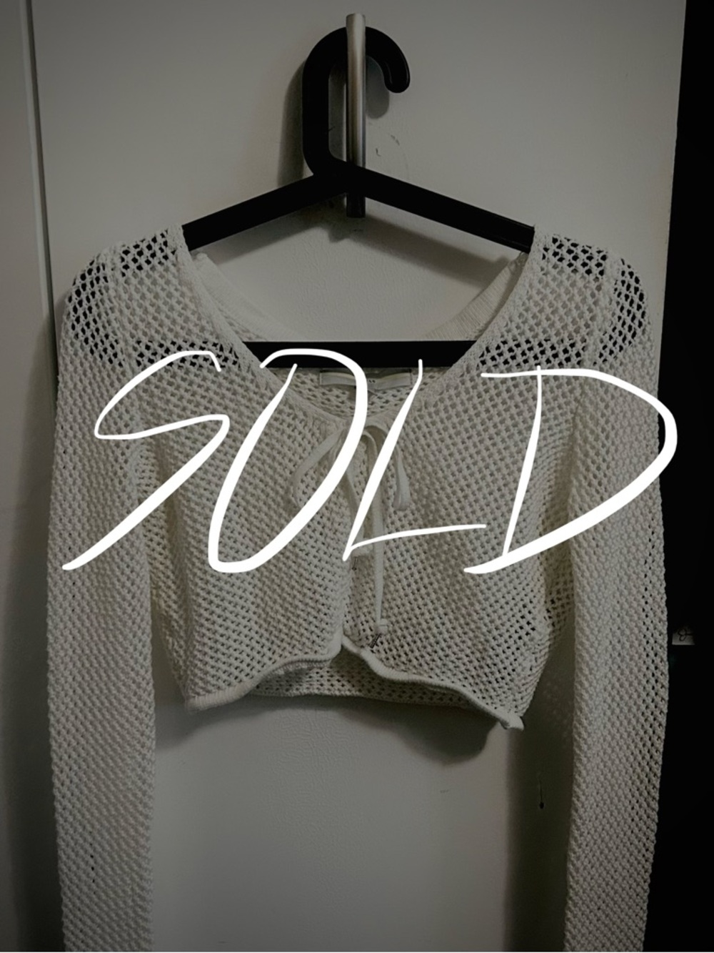 [100% cotton] GUESS crochet cardigan, cropped & tie-front (size XS)
